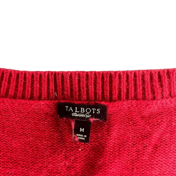 Vintage Talbots Women's Medium Red 3/4 Sleeve Button-Down Cardigan Sweater - Picture 2 of 4